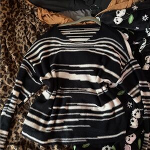 Black and White Striped Women's Sweater